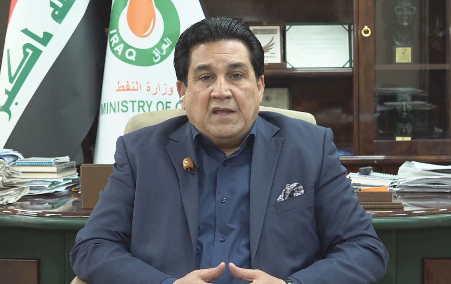 Iraqi oil ministry spokesperson Assim Jihad speaking to Rudaw on March 28, 2023. Photo: Rudaw