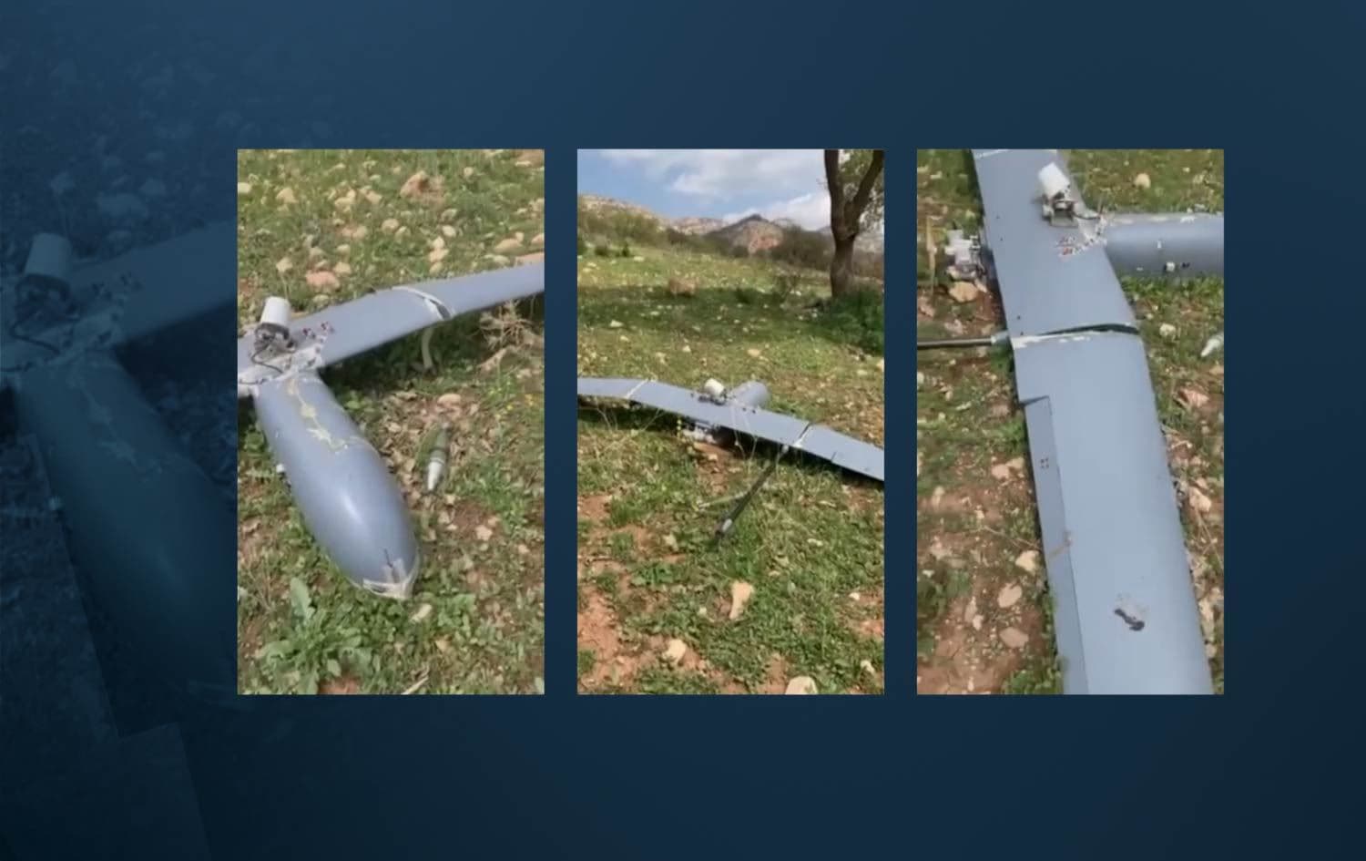 An unexploded explosive-laden drone found near Duhok dam on April 10, 2023. Photo: Submitted