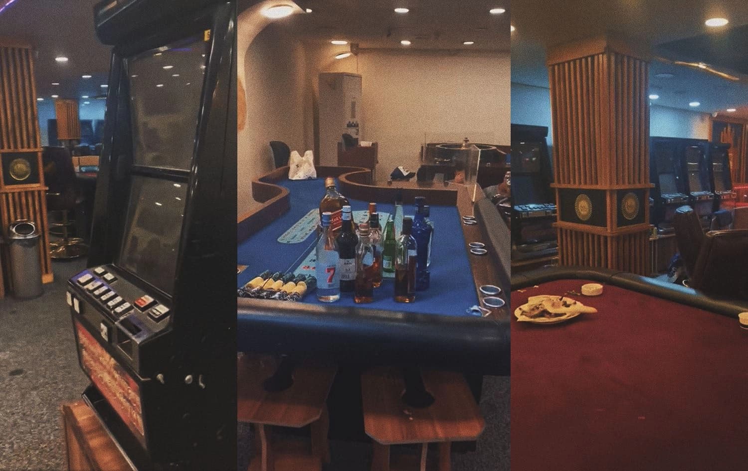 A composite image of a gambling hall raided by Iraqi forces in Baghdad on April 18, 2023. Photo: screengrab/Ministry of the Interior