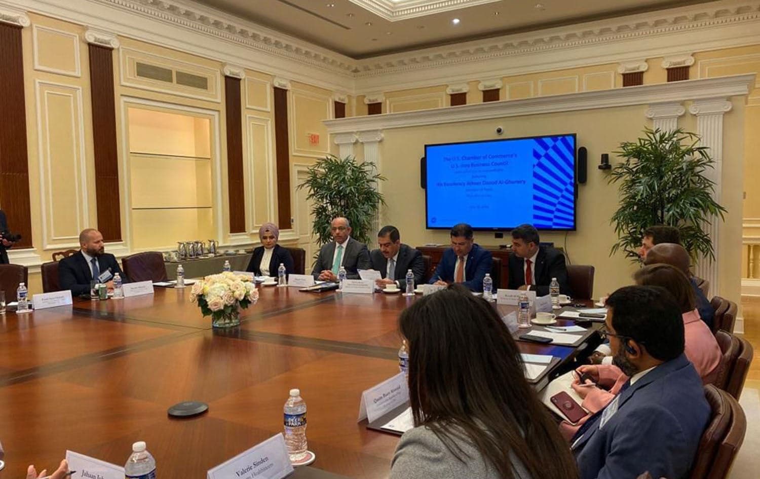 The US-Iraq Business Council roundtable at the US Chamber of Commerce headquarters in Washington on May 11, 2023. Photo: Iraqi trade ministry/Facebook