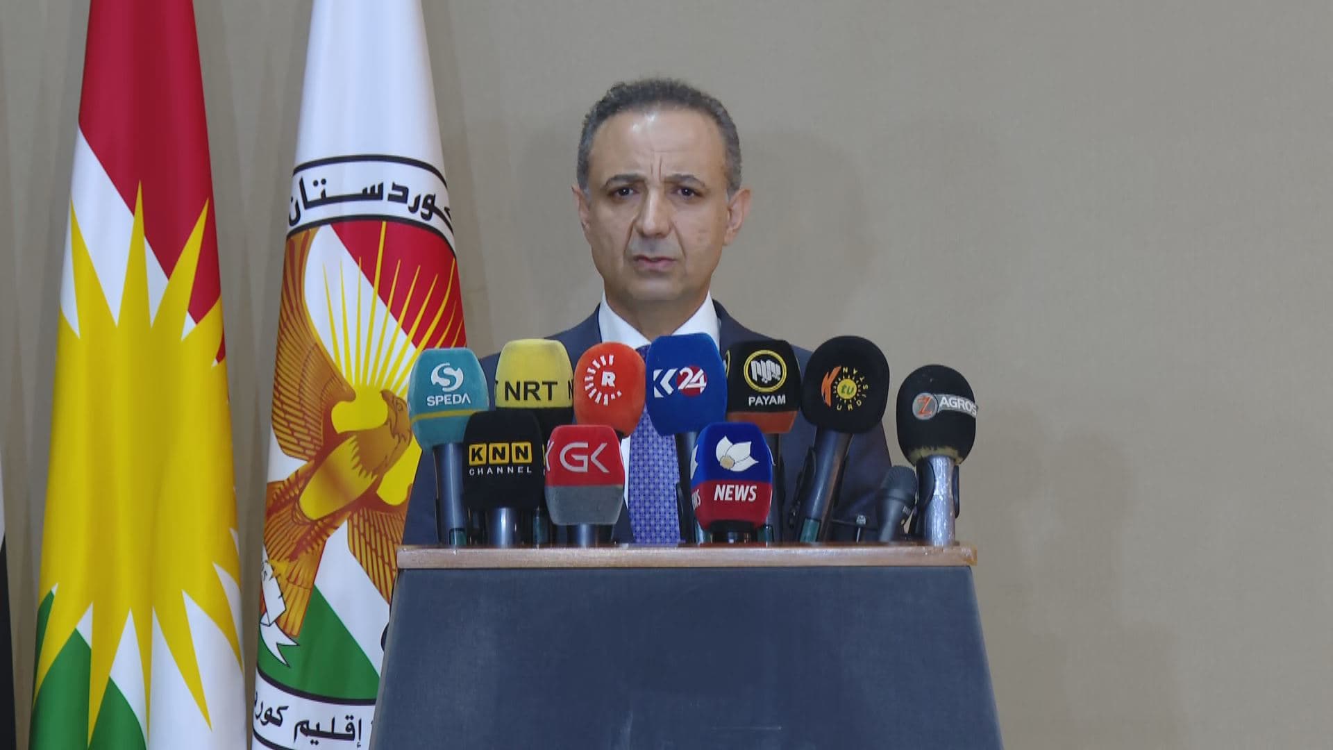 Dilshad Shahab, Kurdistan Region Presidency spokesperson, speaking to reporters in Erbil on June 8, 2023. Photo: Rudaw