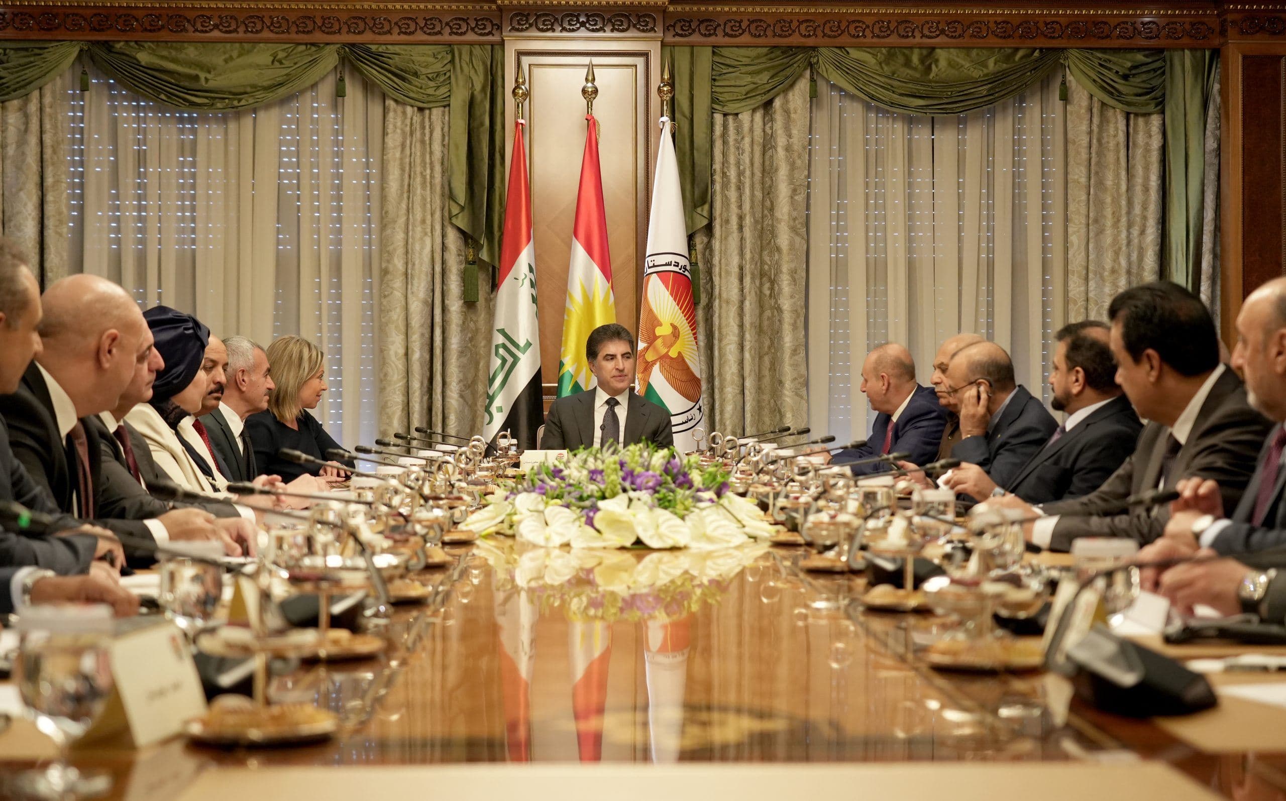 Kurdistan Region President Nechirvan Barzani (middle) hosted UNAMI and IHEC delegations in Erbil on June 15, 2023. Photo: handout 
