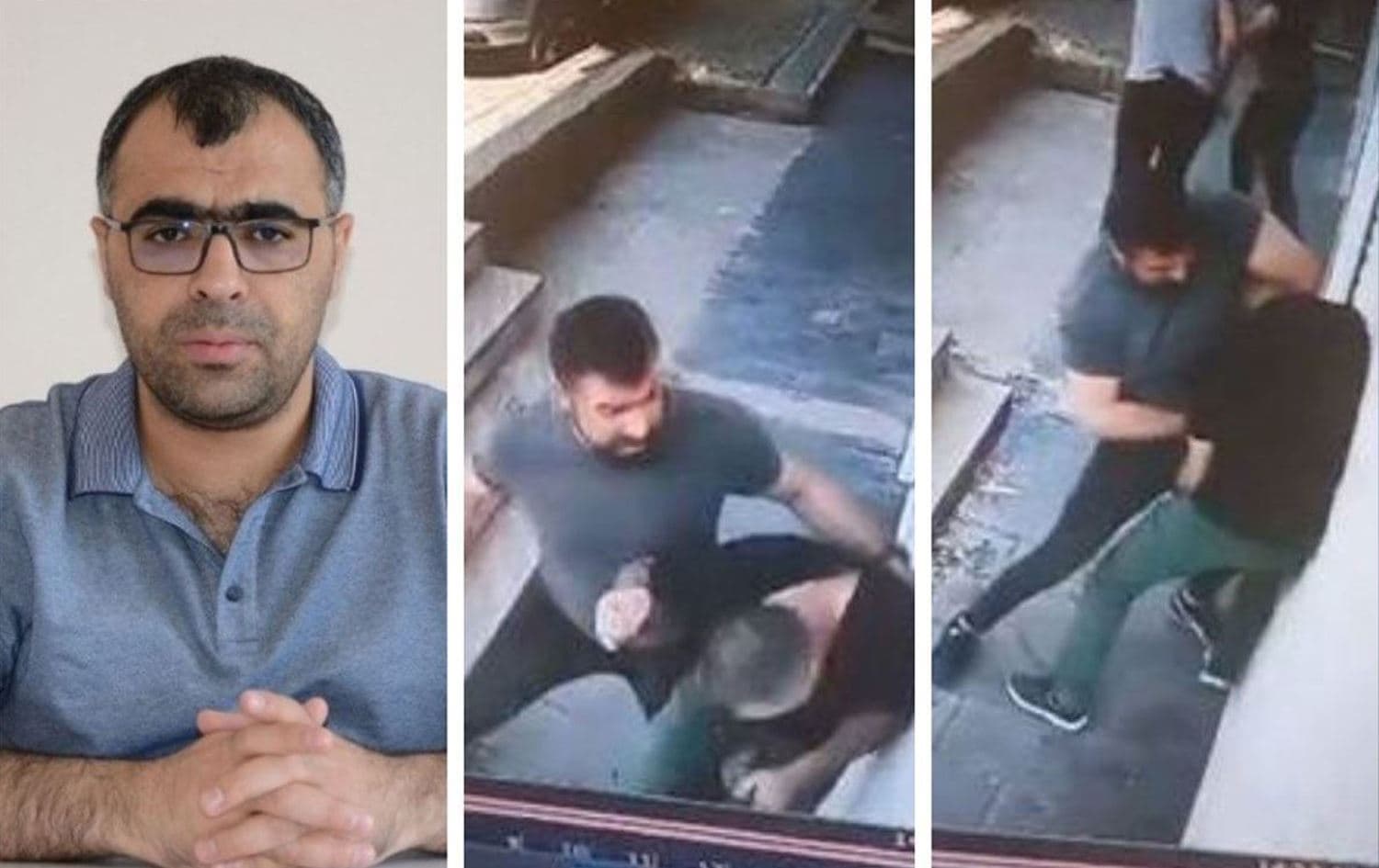 Journalist Sinan Aygul (left) shown in security footage being assaulted by a municipality officer reportedly linked to the mayor of Tatvan on June 17, 2023. Photos: Sinan Aygul's Twitter