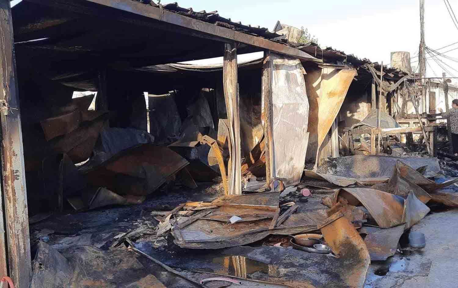 Aftermath of a fire that broke out in Duhok’s Dawdia camp on July 28, 2023. Photo: submitted