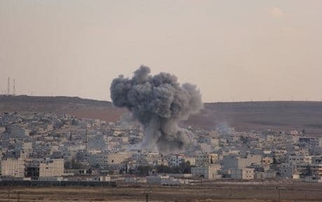 An explosion in Kobane on Wednesday. 