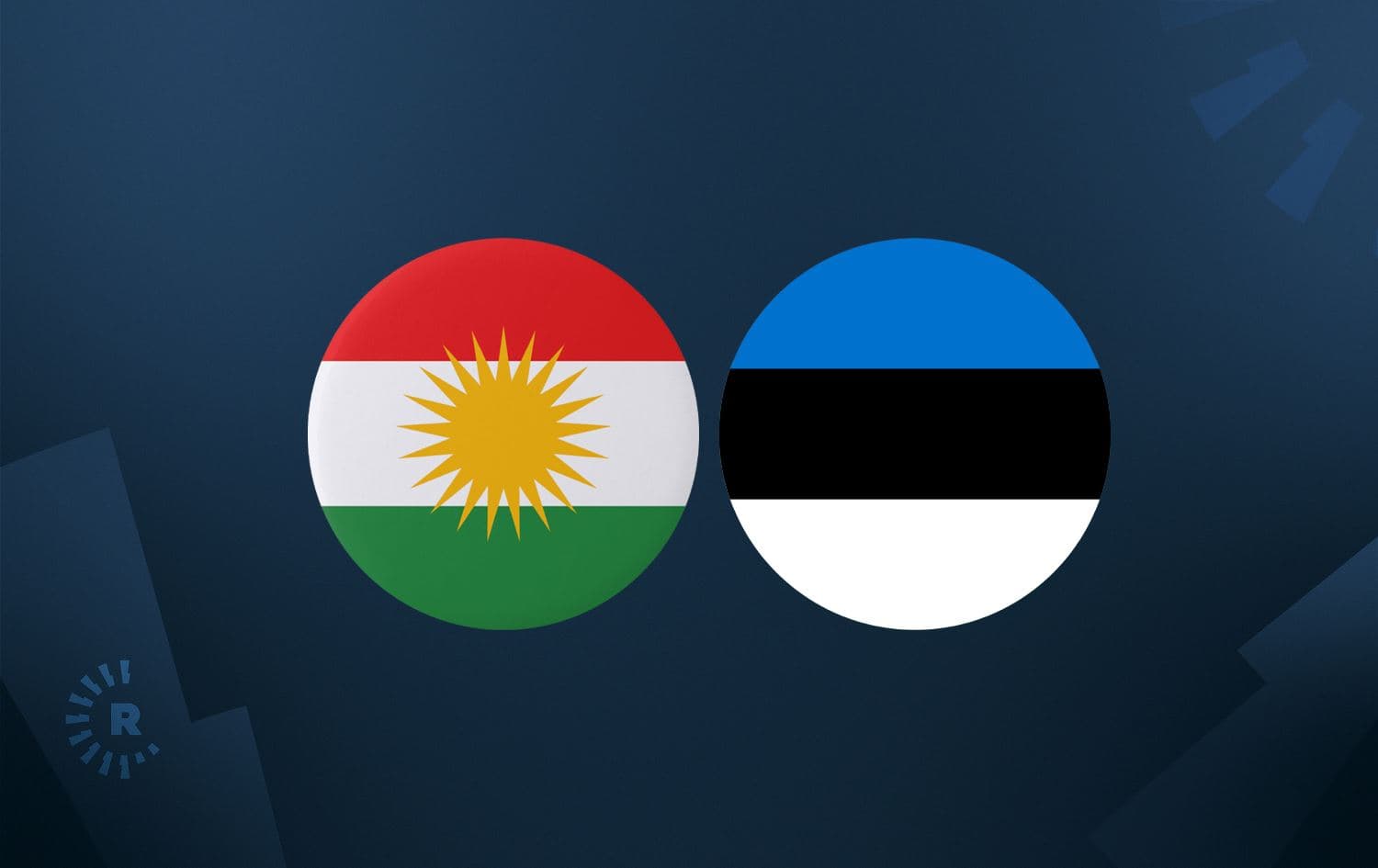 Kurdistan Region flag (left) and Estonia's flag (right). Graphoc: Rudaw