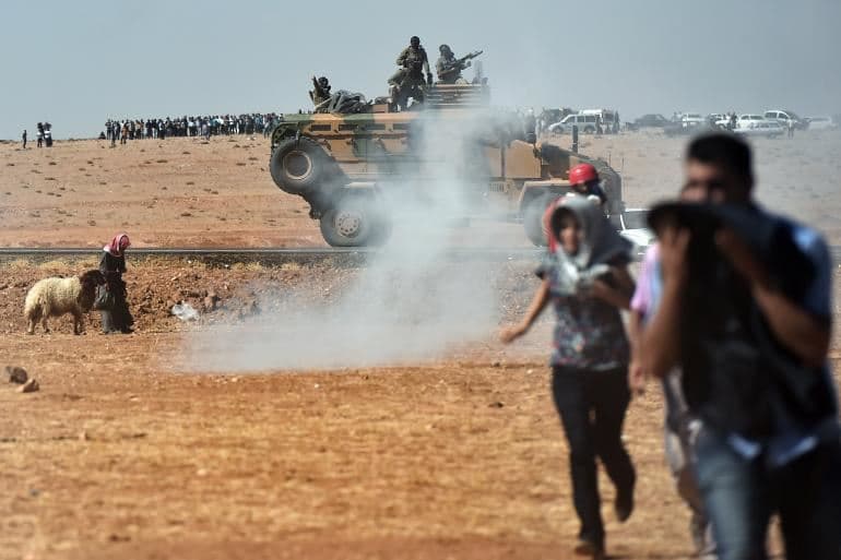 Turkey has used teargas in the past to clear observers and protesters from the area. Photo: AFP/Getty images