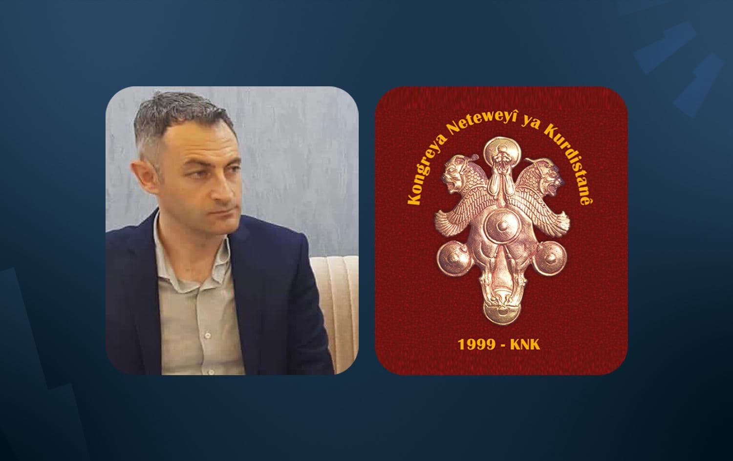 From left: File photo of Deniz Hevi published by PKK media, and KNK logo