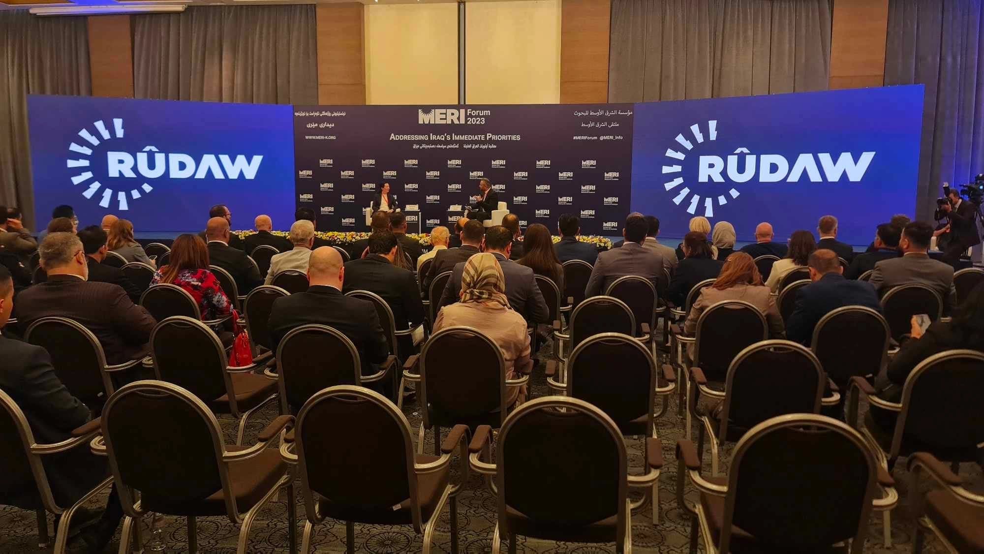 US Deputy Assistant Secretary of State for Iraq and Iran Victoria Taylor speaking ar MERI in Erbil on October 11, 2023. Photo: Bilind T. Abdullah/Rudaw 