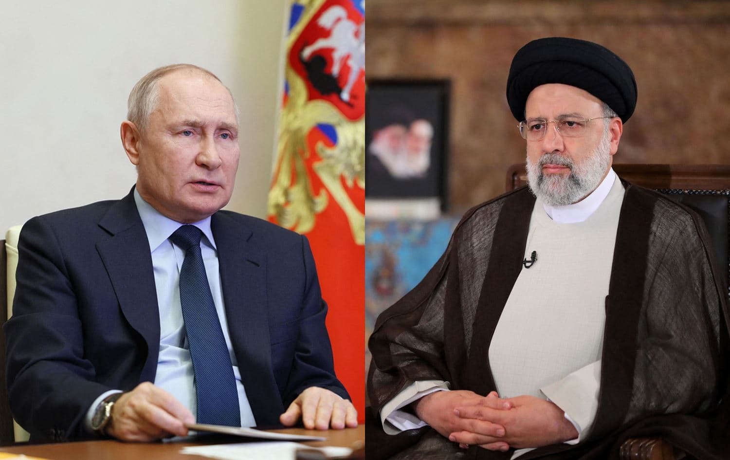 From left: Russian President Vladimir Putin. Photo: AFP. Iranian President Ebrahim Raisi. Photo: Iranian Presidency
