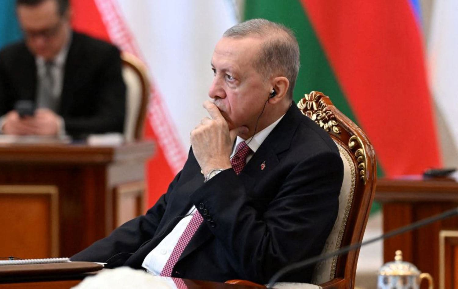 Turkey's President Tayyip Erdogan attending the 16th Economic Cooperation Organization Summit in Tashkent on Novermber 9, 2023. Photo: handout/Uzbekistan Presidency