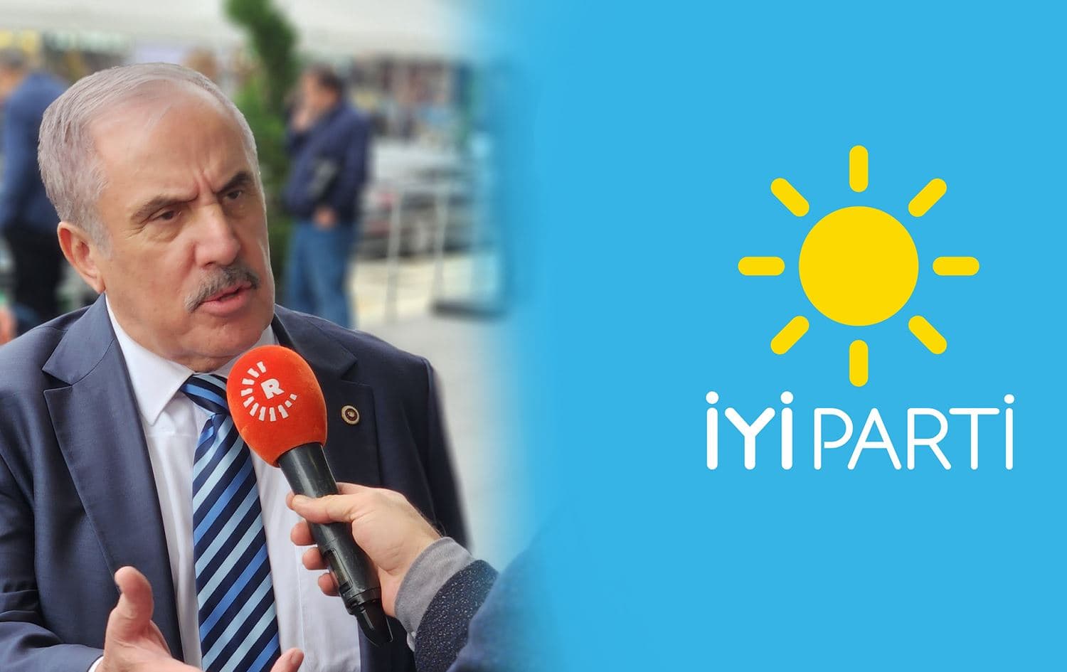 From left: Salim Ensarioglu and IYI Party logo