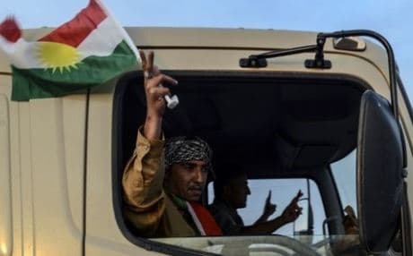The first Peshmerga arrived in Kobane overnight Saturday. AFP.