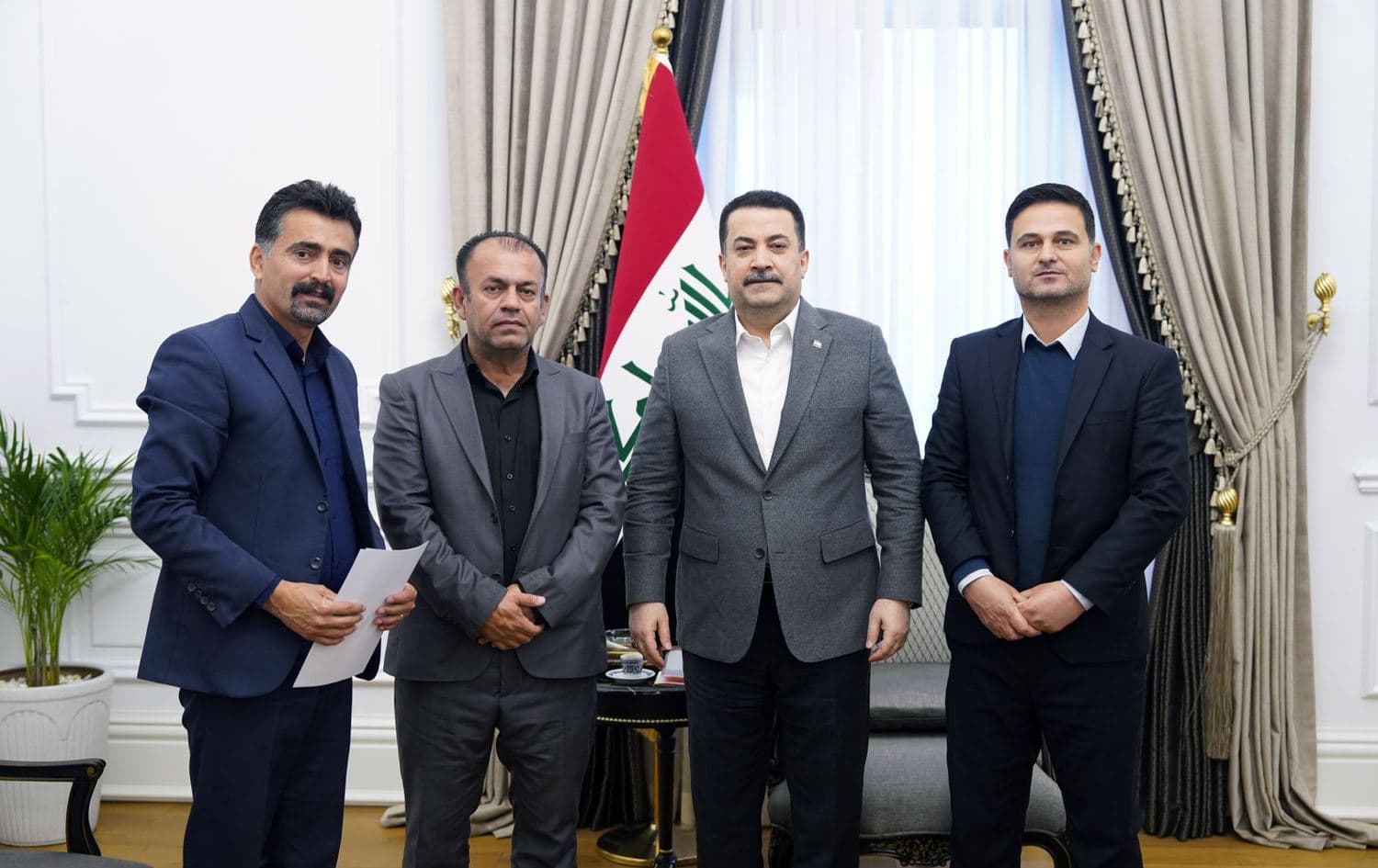 Iraqi Prime Minister Mohammed Shia’ al-Sudani (third from left) meeting with representatives of the Kurdistan Region's striking teachers in Baghdad on December 30, 2023. Photo: PM Sudani's office 