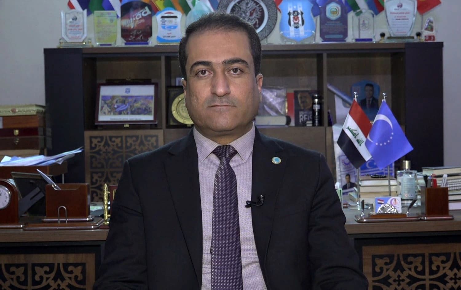 Mardin Kogkaya, head of the Turkmen Front’s political procedures, speaking to Rudaw on December 28, 2023. Photo: Rudaw/screengrab