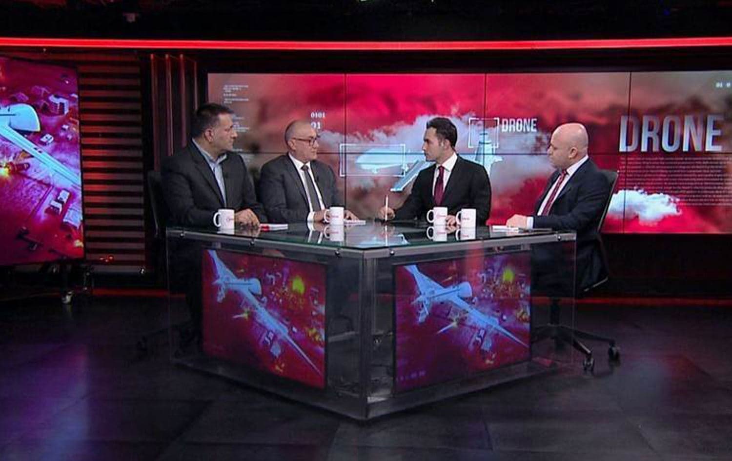 From left: Parwez Rahim, Mohammed Ihsan, Rudaw's Nwenar Fatih, and Ziryan Rojhelati on Rudawi Emro. Photo: Rudaw/screengrab