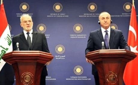 Iraq's Jaafari (left) and Turkey's Cavusoglu in Ankara.