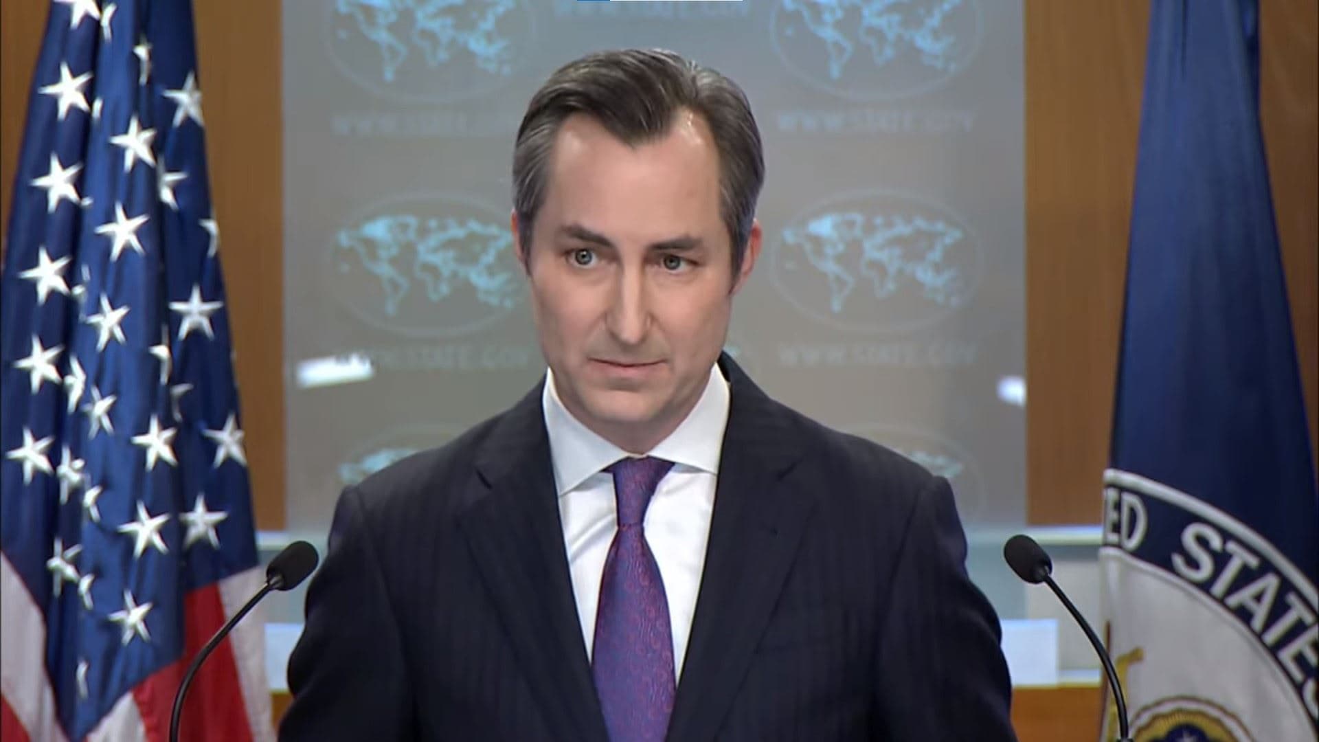 US Department of State Spokesperson Matthew Miller speaking to reporters on January 31, 2024. Photo: screengrab