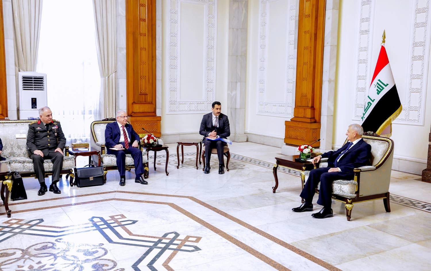 Iraqi President Abdul Latif Rashid (right) in a meeting with Turkish Defense Minister Yasar Guler (second from left) in Baghdad on February 6, 2024. Photo: Iraqi Presidency