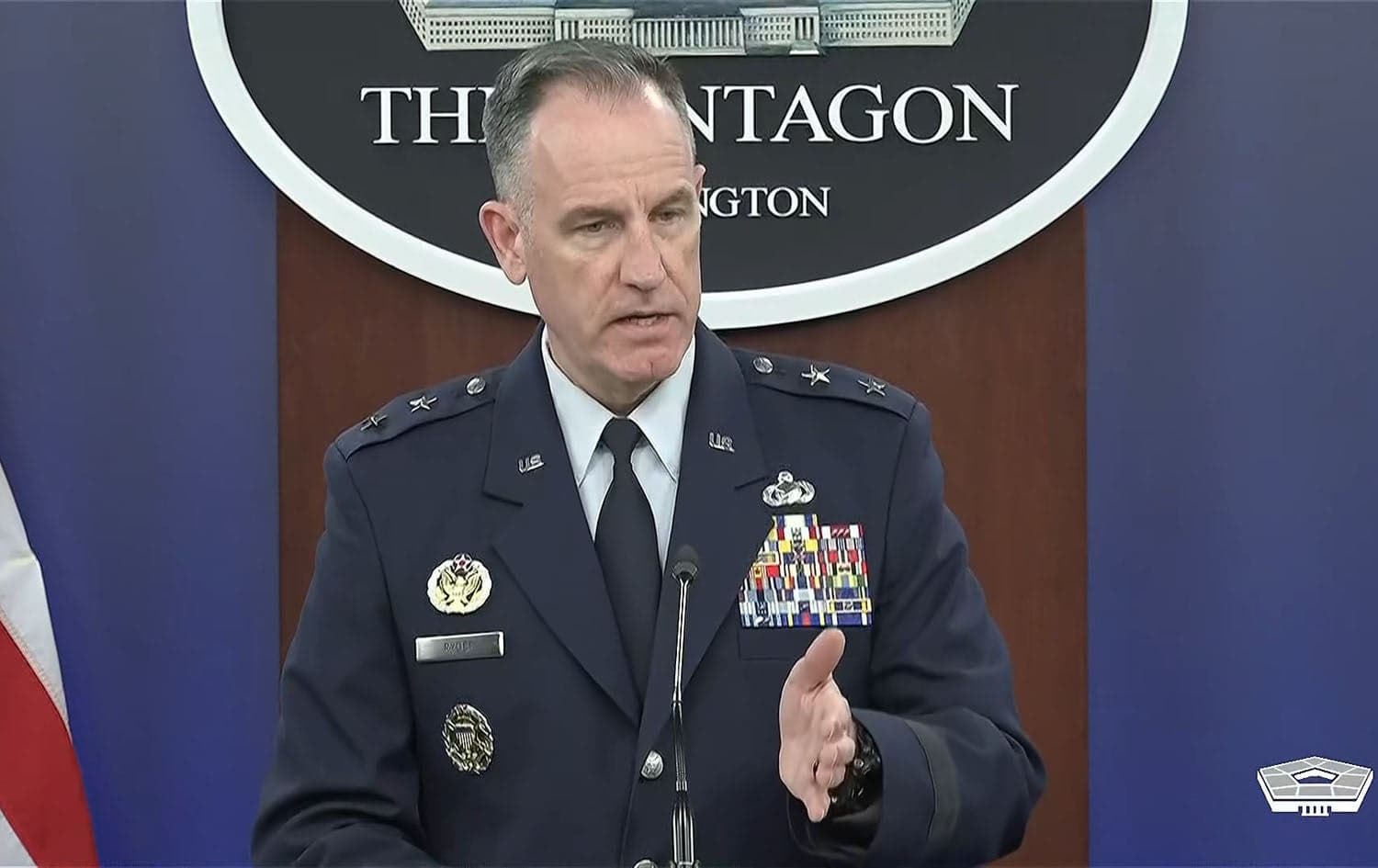 Pentagon spokesperson Major General Pat Ryder speaking at a press briefing on February 8, 2024. Photo: Pentagon