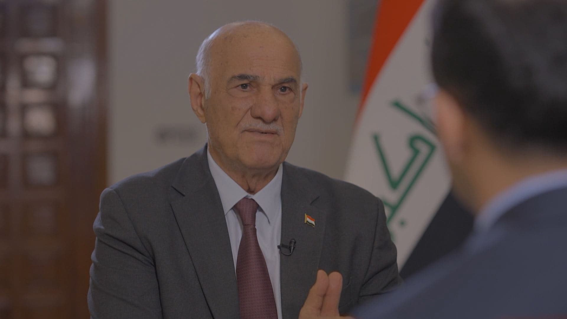 Iraq’s Minister of Water Resources Aoun Diab speaking to Rudaw on February 8, 2024. Photo: Rudaw