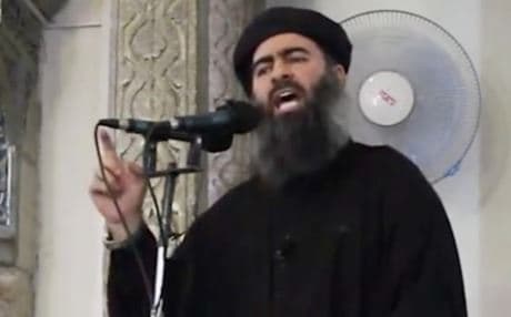 Abu Bakr al-Baghdadi pictured in a propaganda video earlier this year. Photo: AP.