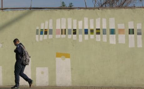 Wall murals like this one are among Tehran's urban art scene.  Photo by author.