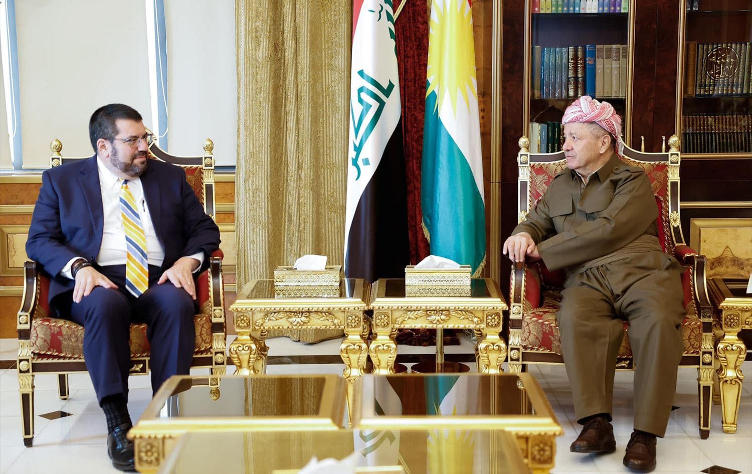 Başkan Mesud Barzani ve ABD’nin Irak Büyükelçiliği Maslahatgüzarı David Berger / Foto: Başkan Barzani'nin ofisi