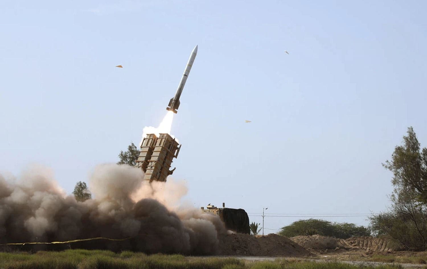 A missile launched during a military drill in southern Iran on January 19, 2024. Photo: Iranian army/AP