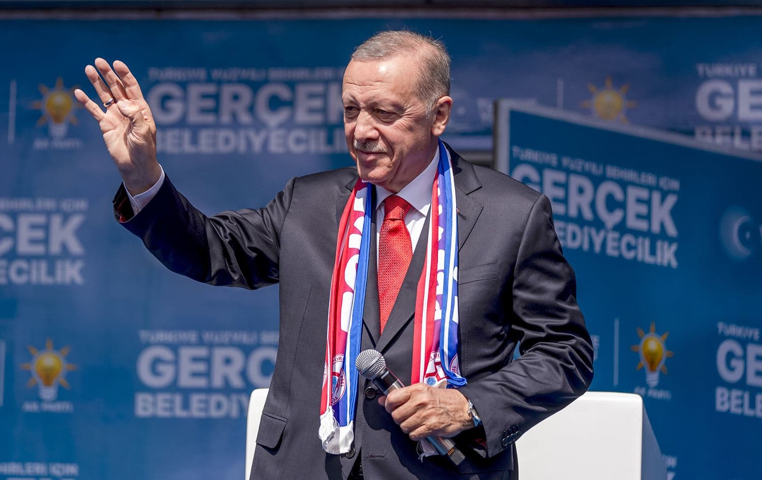 Turkish President Recep Tayyip Erdoğan during an election rally in the country's northern province of Tokat on March 25, 2024. Photo: Turkish presidency