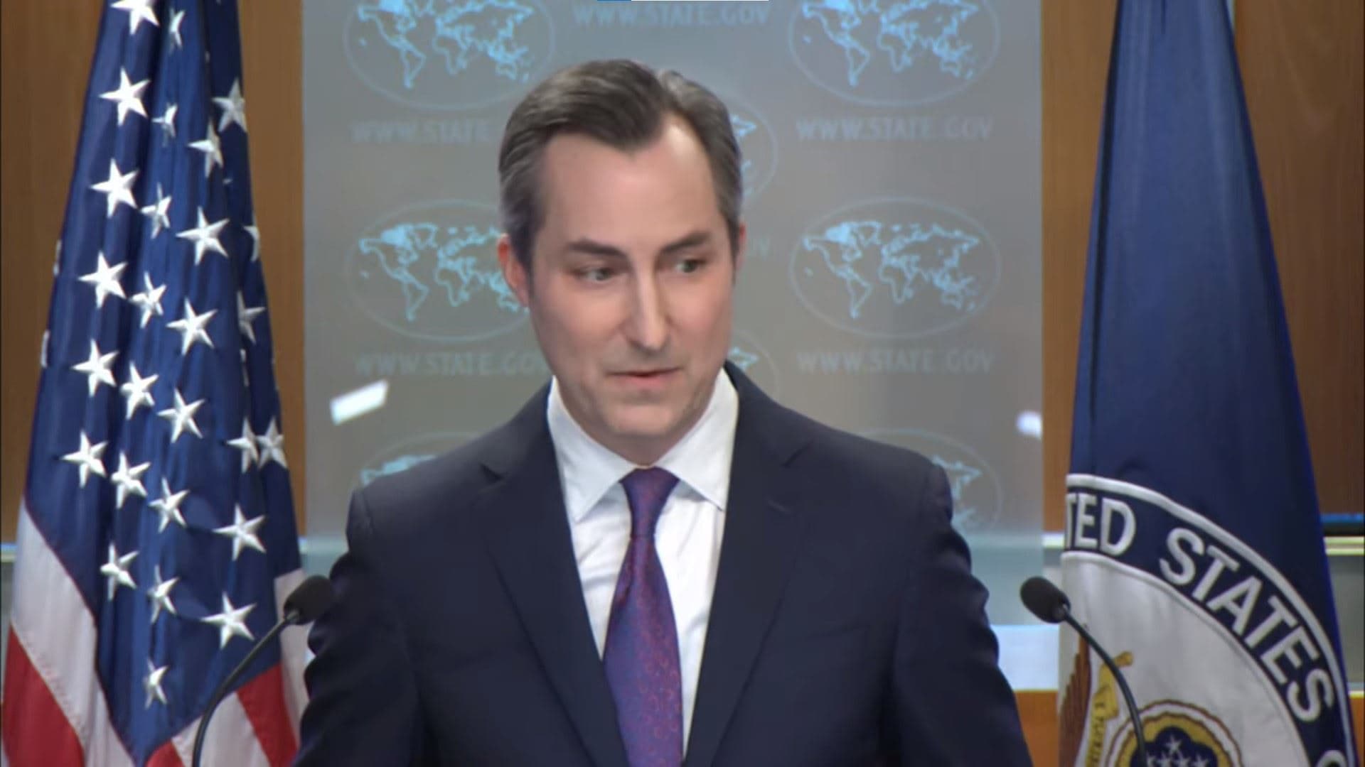 US State Department Spokesperson Matthew Miller during a press briefing on April 11, 2024.
