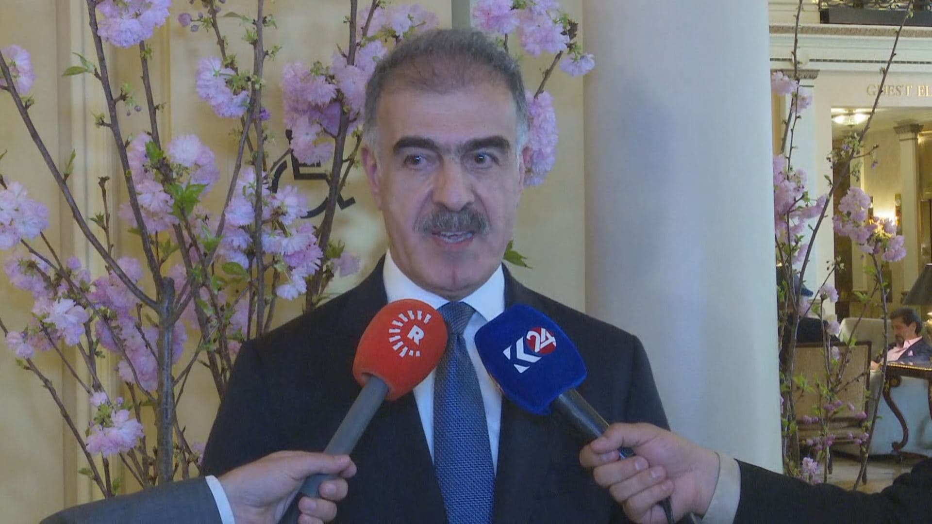Safeen Dizayee, Head of KRG's Department of Foreign Affairs, speaking to reporters in Washington on April 15, 2024. Photo: Rudaw