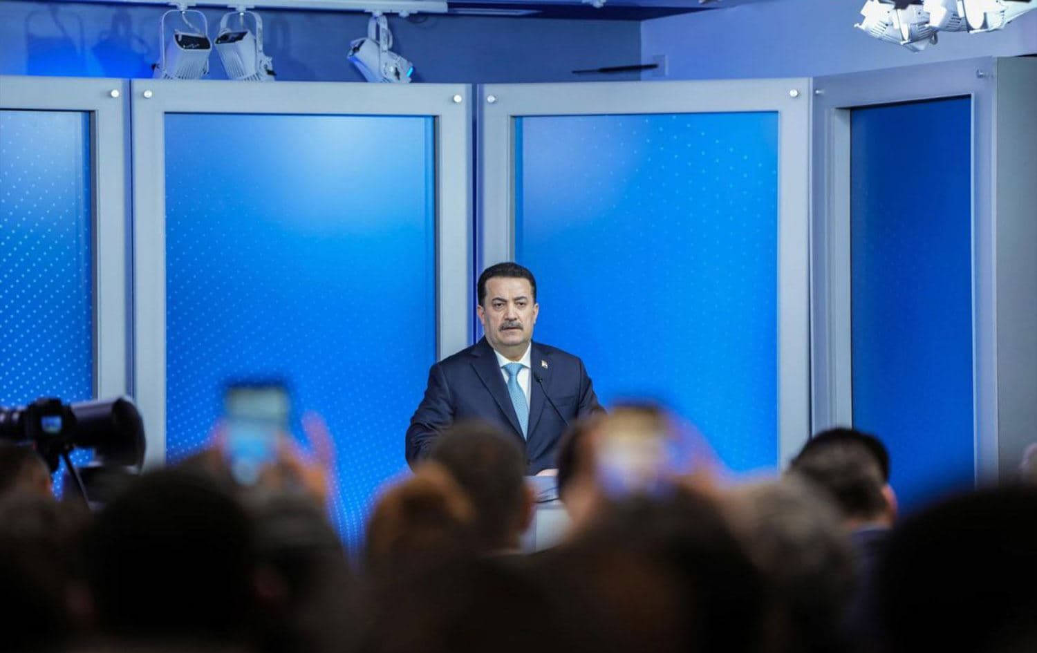 Iraqi Prime Minister Mohammed Shia' al-Sudani speaking during a discussion with the Atlantic Council on April 19, 2024. Photo: Sudani's office