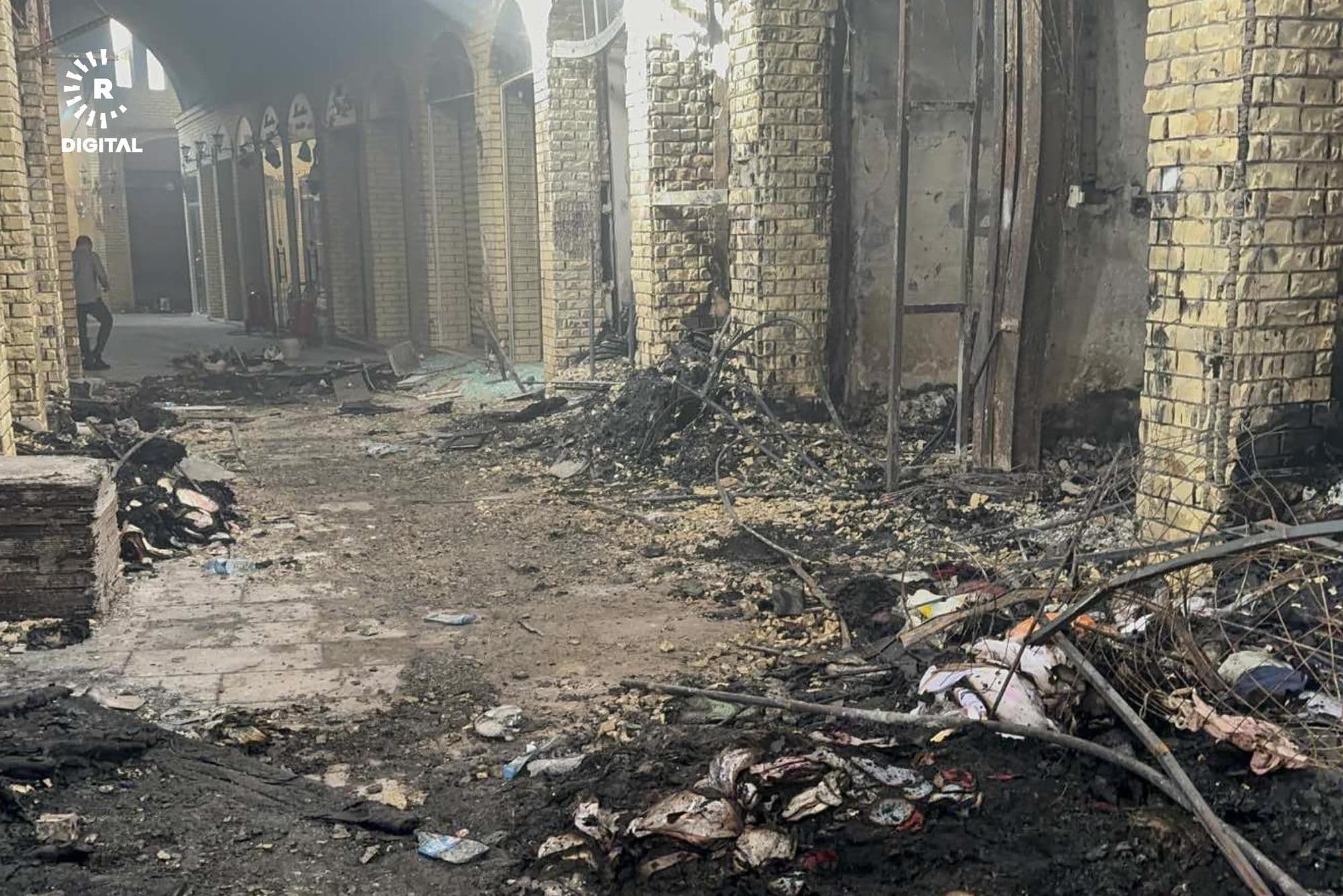 Aftermath of fire at Erbil's Qaysari Bazaar on May 6, 2024. Photo: Rudaw 