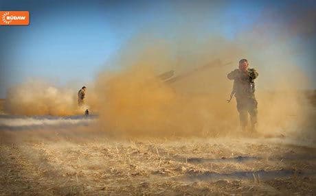 Peshmerga forces pounding ISIS positions in northern Iraq. 