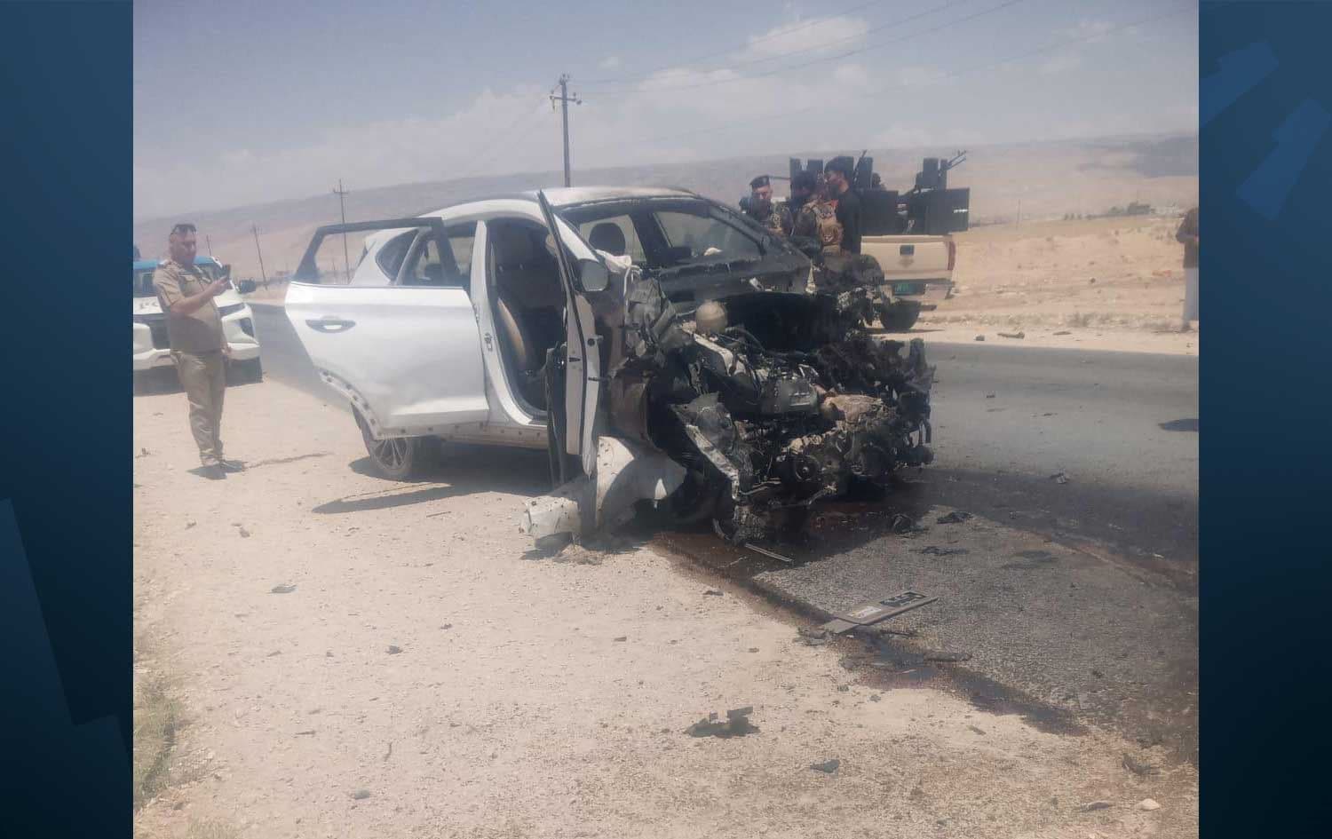 Şengal'de bombalanan otomobilin görüntüsü / Foto: Sosyal medya