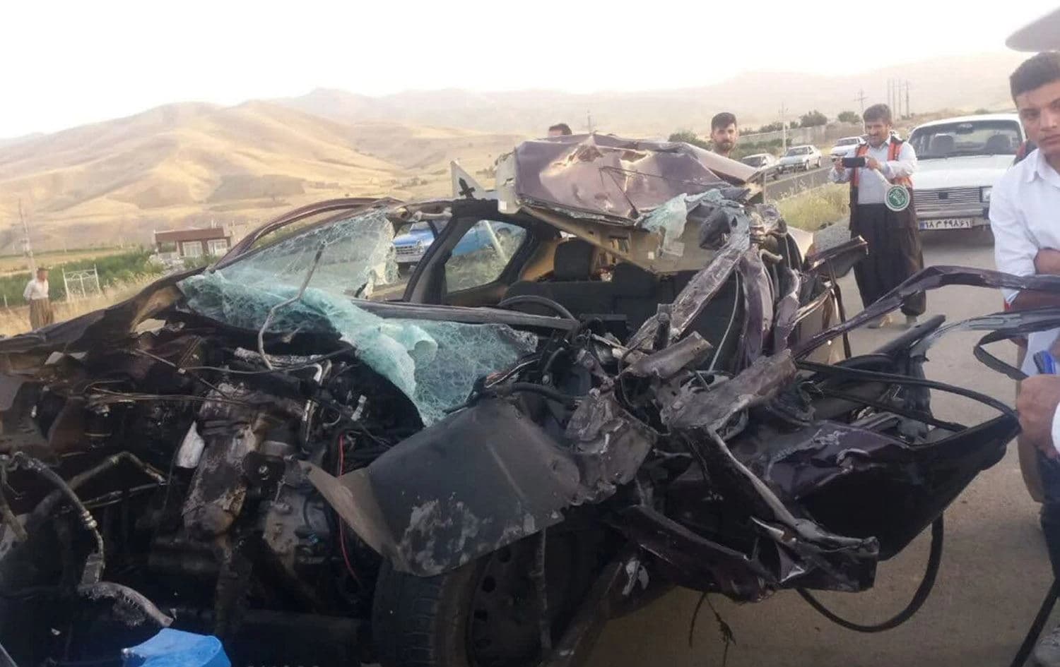 یەکێک لەو ئۆتۆمبێلانەی لە رۆژهەڵاتی کوردستان تووشی رووداوی هاتووچۆ بووە