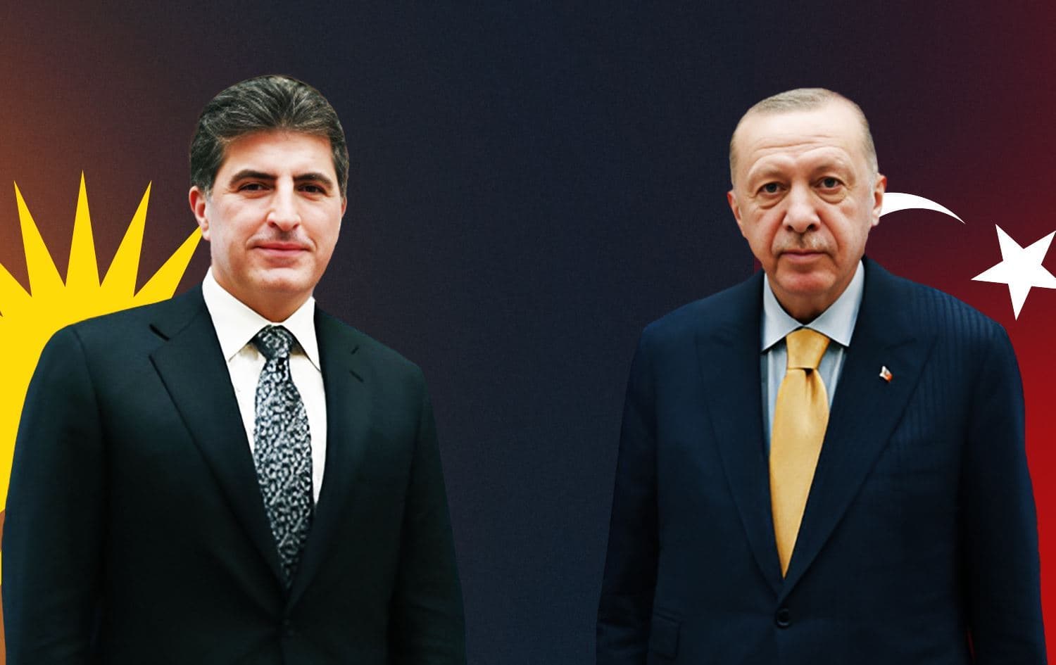 Nêçîrvan Barzanî û Recep Tayyîp Erdogan / Wêne: Rûdaw Grafîk