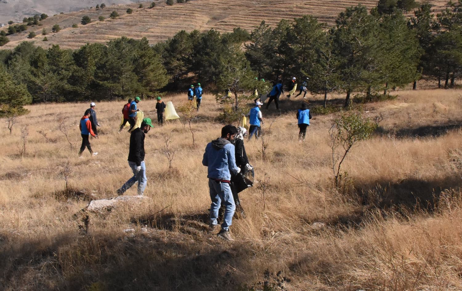 Ciwanan madeyên wekî kîsikê plastîk, kaxiz û cam kom kirin / Wêne: AA