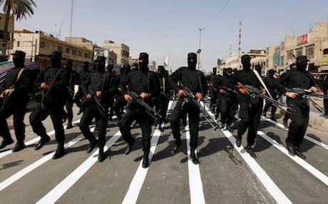 The Sadrist Mahdi Army in a show of force in Baghdad last June. Photo: AFP.