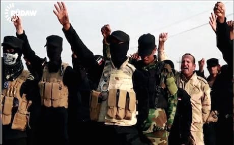 Shiite militiamen training in Amerli, northern Diyala.