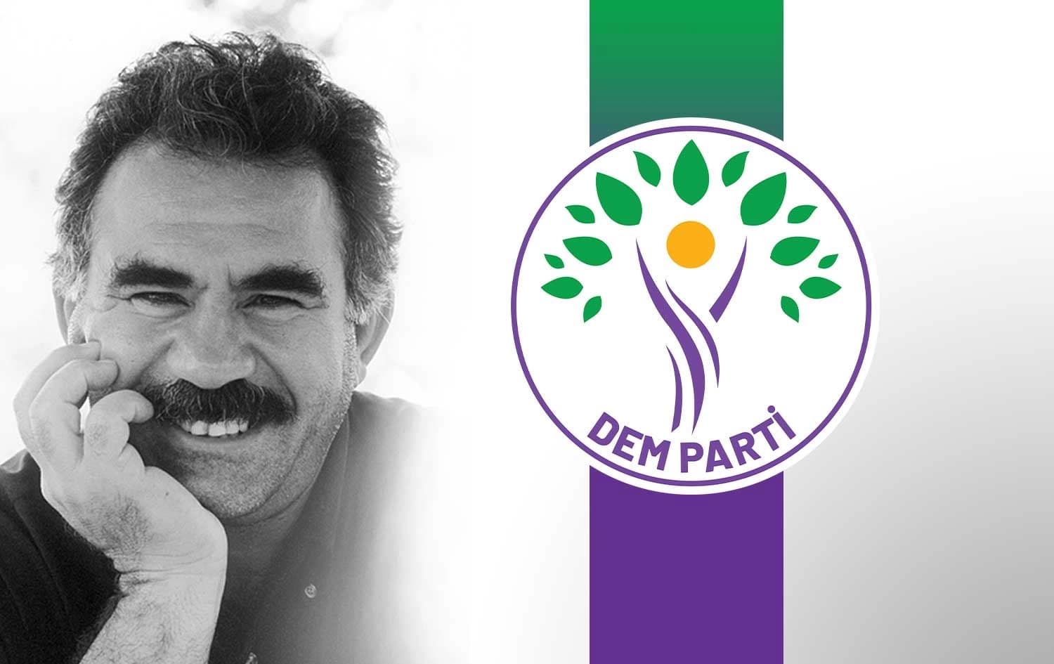 Abdullah Ocalan û logoya DEM Partiyê / Wêne: Rûdaw Grafîk