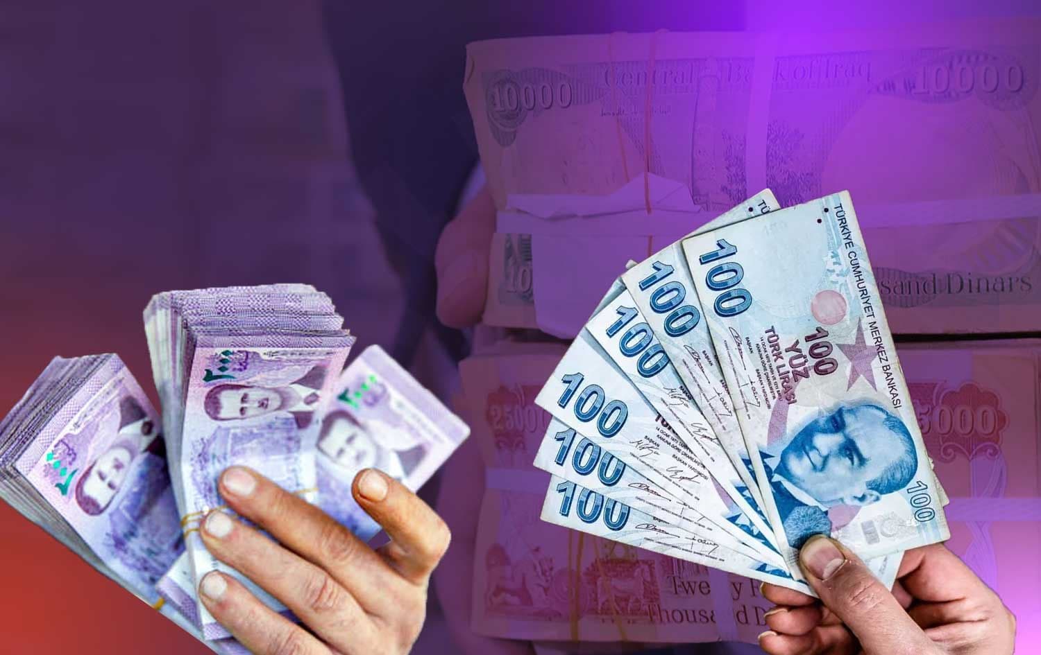 گرافیکێکی رووداو کە تێیدا لیرەی تورکی و لیرەی سووری لەگەڵ دیناری عێراقی لە باکگراوند تێکەڵکراون 