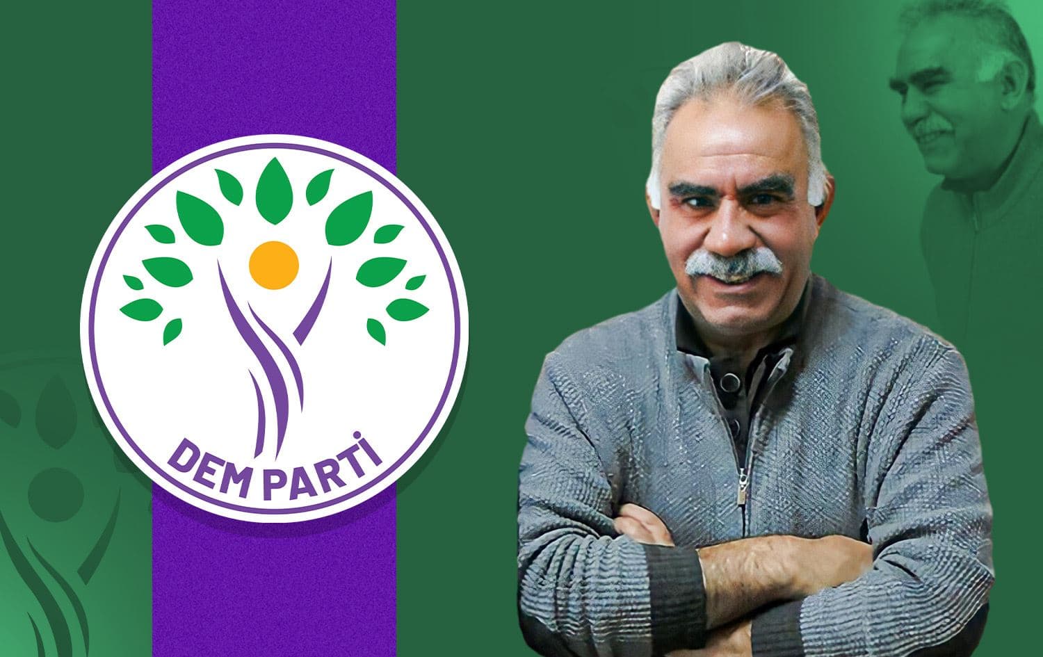 عەبدوڵڵا ئۆجەلان، رێبەری زیندانیکراوی پەکەکە و لۆگۆی دەم پارتی