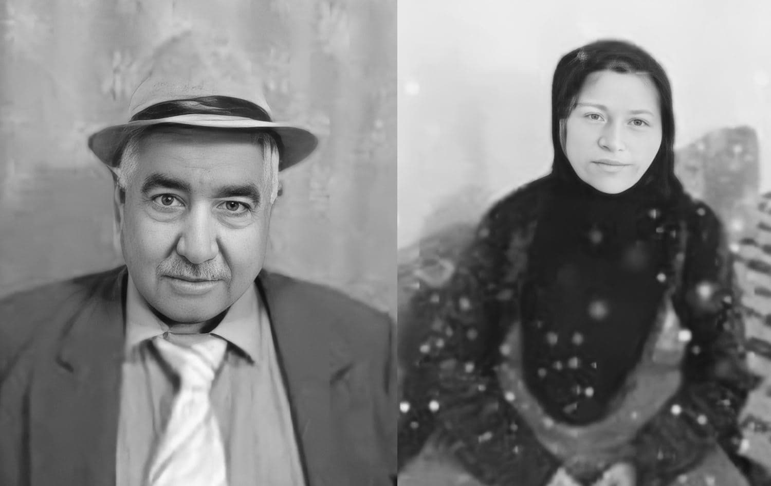 وێنەی ژن و مێردەکە کە لەڕێگەی ژیریی دەستکرد کوالێتیی بەرزکراوەتەوە 