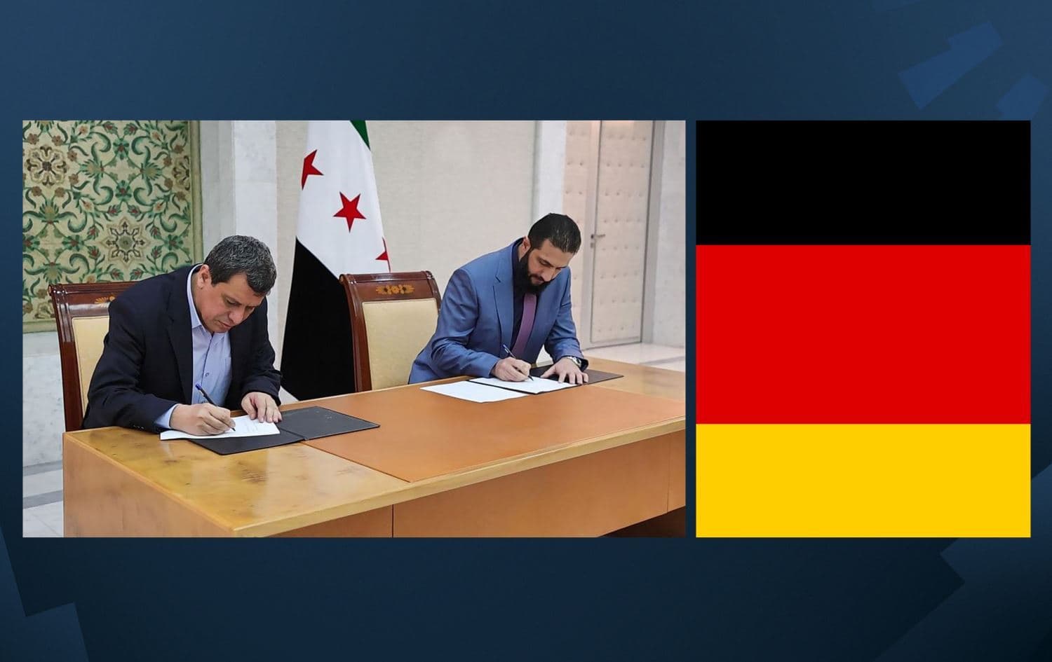 Dema îmzekirina peymanê û alaya Almanyayê / Wêne: Rûdaw Grafîk 