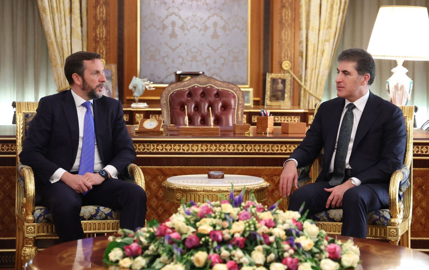 Kürdistan Bölgesi Başkanı Neçirvan Barzani ve İtalya’nın Irak Büyükelçisi Nicolo Fontana