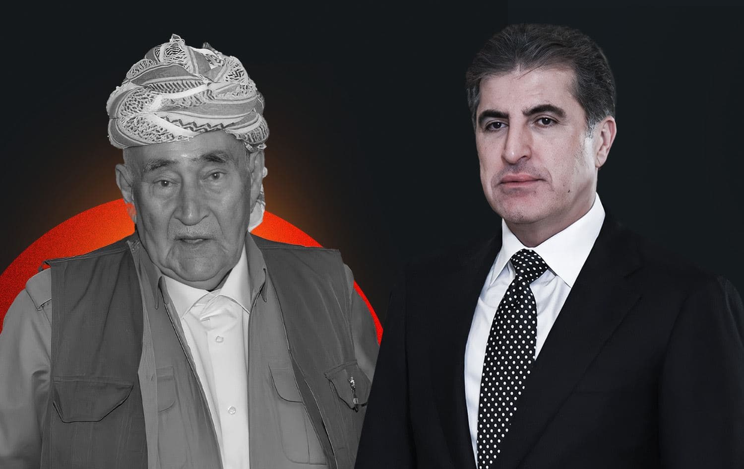  وێنەیەکی نێچیرڤان بارزانی و حاجی میرخان دۆڵەمەری