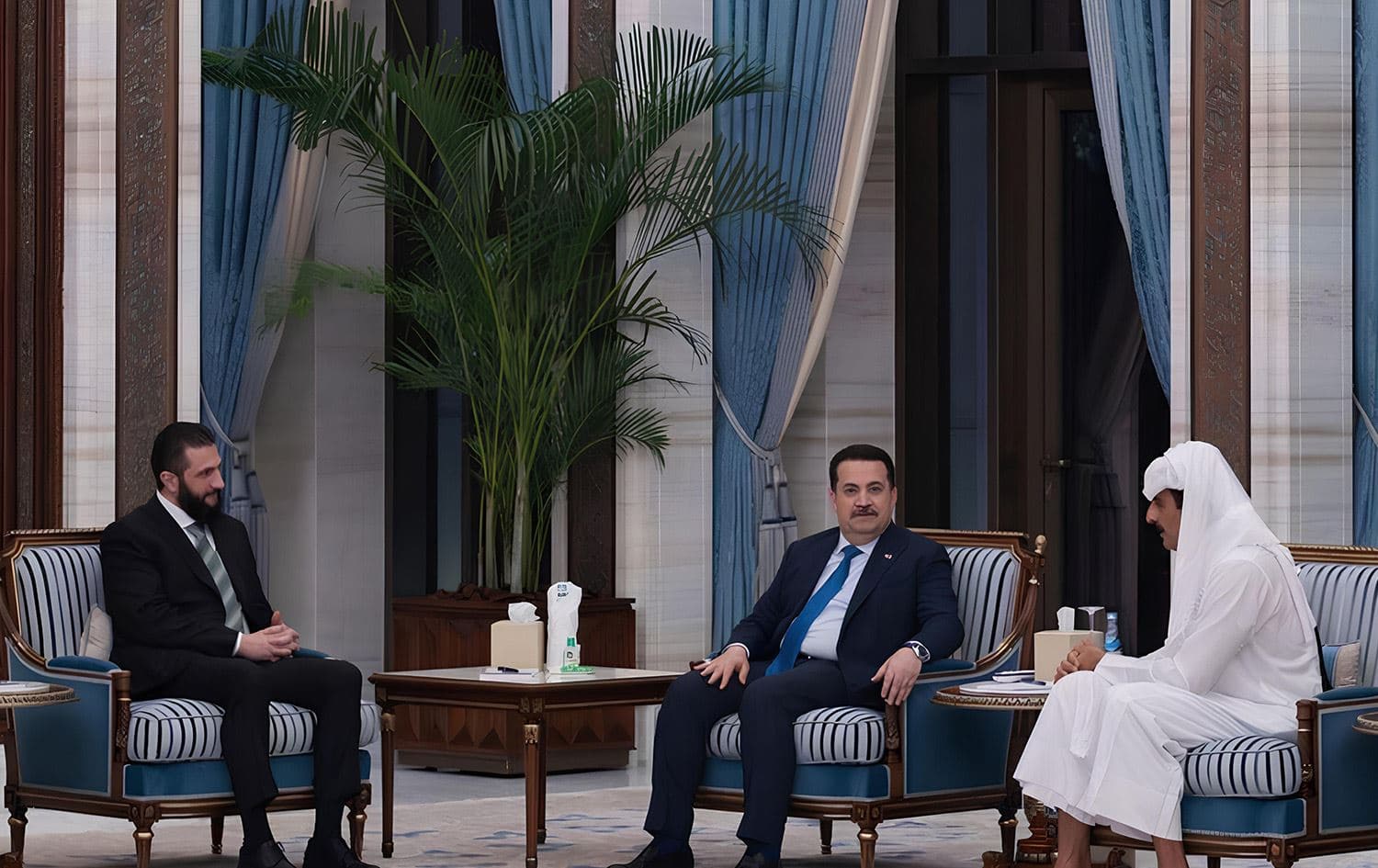 Foto: Kritik Doha görüşmesi: Sudani, Şeyh Temim ve Şara bölgesel gelişmeleri görüştü/Ajanslar      
