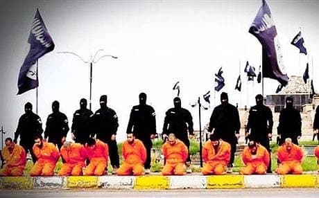 The first of three pictures released by ISIS showing a mass public execution in Tikrit. 